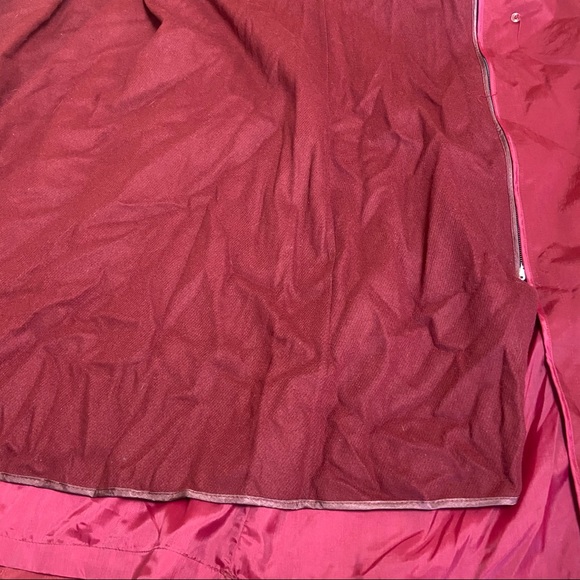 London Fog burgundy red long belted trench coat - Picture 8 of 12